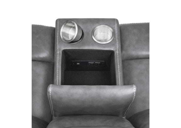 650355 Conrad Upholstered Padded Arm Glider Loveseat Grey