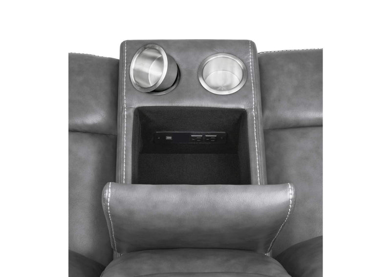 650355 Conrad Upholstered Padded Arm Glider Loveseat Grey