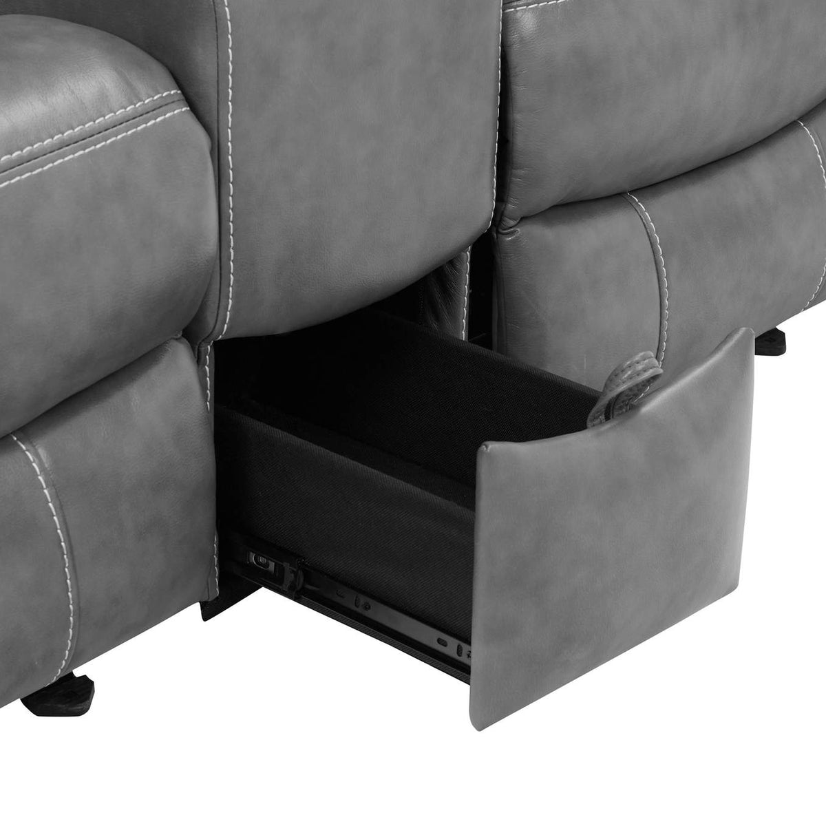 650355 Conrad Upholstered Padded Arm Glider Loveseat Grey
