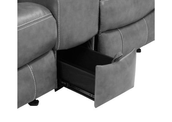 650355 Conrad Upholstered Padded Arm Glider Loveseat Grey