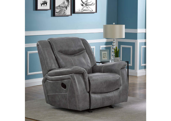 650356 Conrad Upholstered Padded Arm Glider Recliner Grey