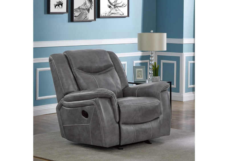650356 Conrad Upholstered Padded Arm Glider Recliner Grey