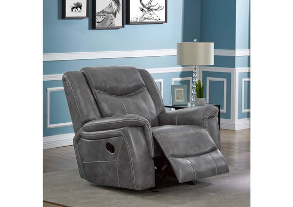 650356 Conrad Upholstered Padded Arm Glider Recliner Grey