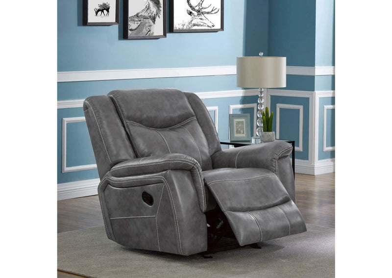 650356 Conrad Upholstered Padded Arm Glider Recliner Grey