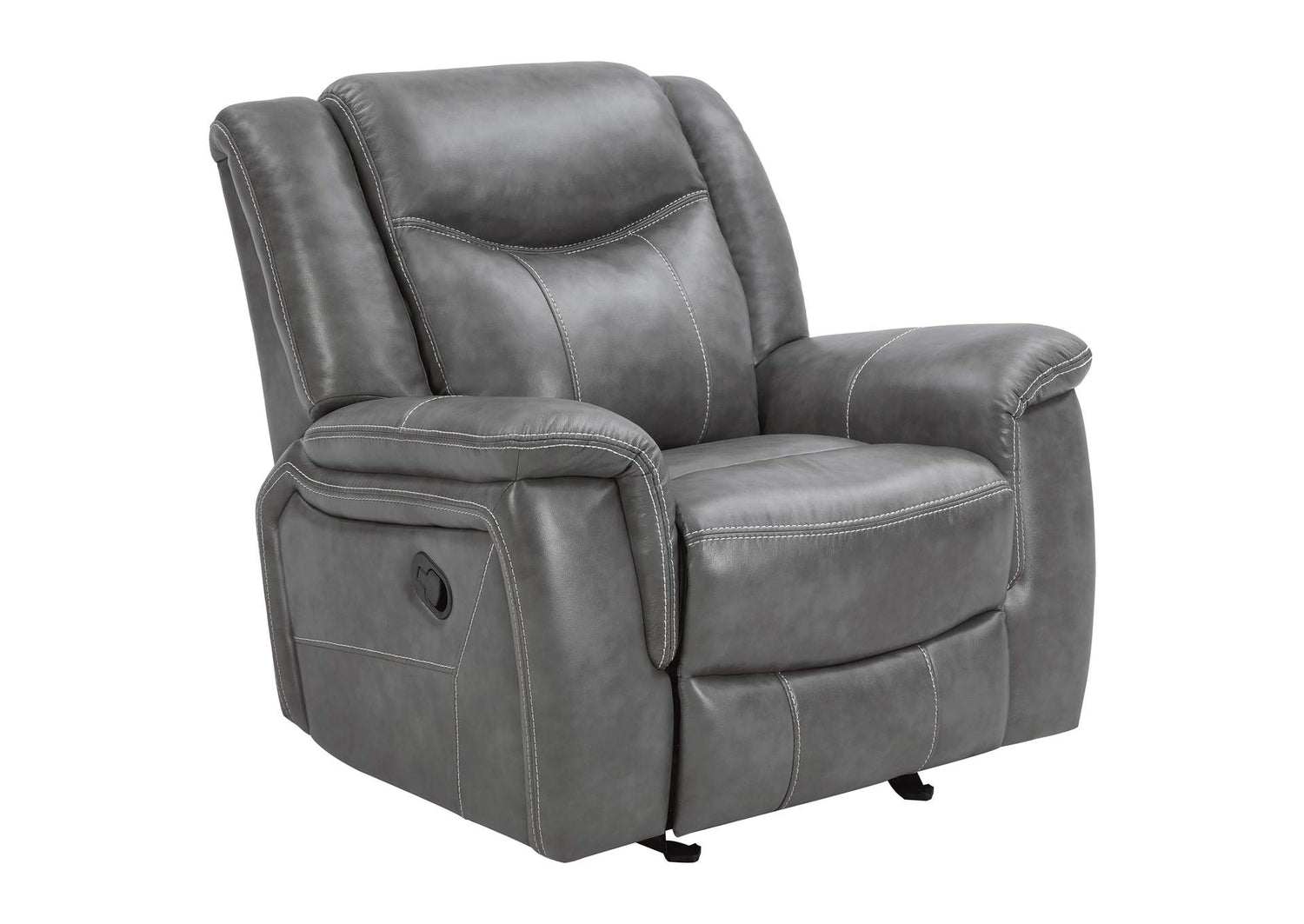 650356 Conrad Upholstered Padded Arm Glider Recliner Grey