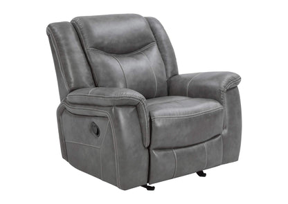 650356 Conrad Upholstered Padded Arm Glider Recliner Grey