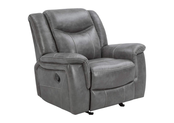 650356 Conrad Upholstered Padded Arm Glider Recliner Grey