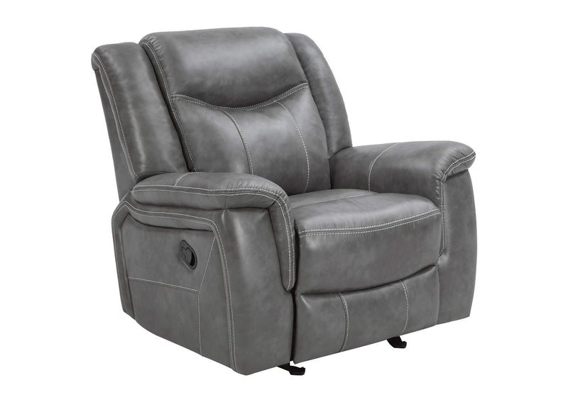 650356 Conrad Upholstered Padded Arm Glider Recliner Grey