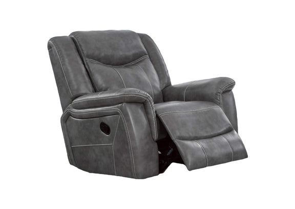650356 Conrad Upholstered Padded Arm Glider Recliner Grey