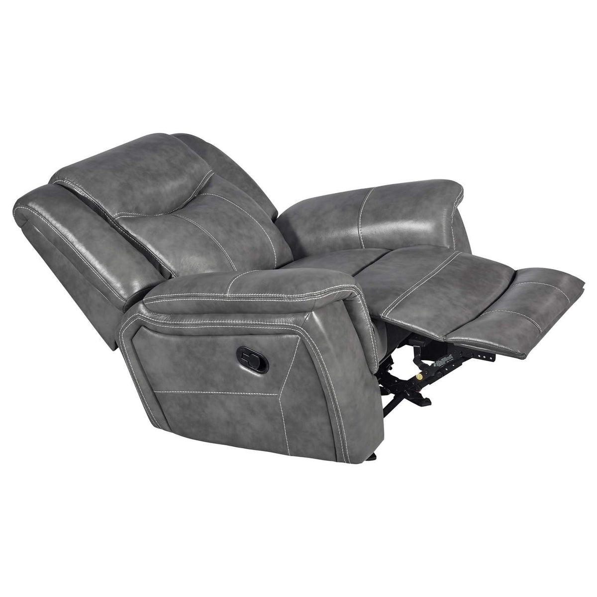 650356 Conrad Upholstered Padded Arm Glider Recliner Grey
