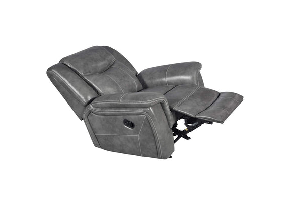 650356 Conrad Upholstered Padded Arm Glider Recliner Grey