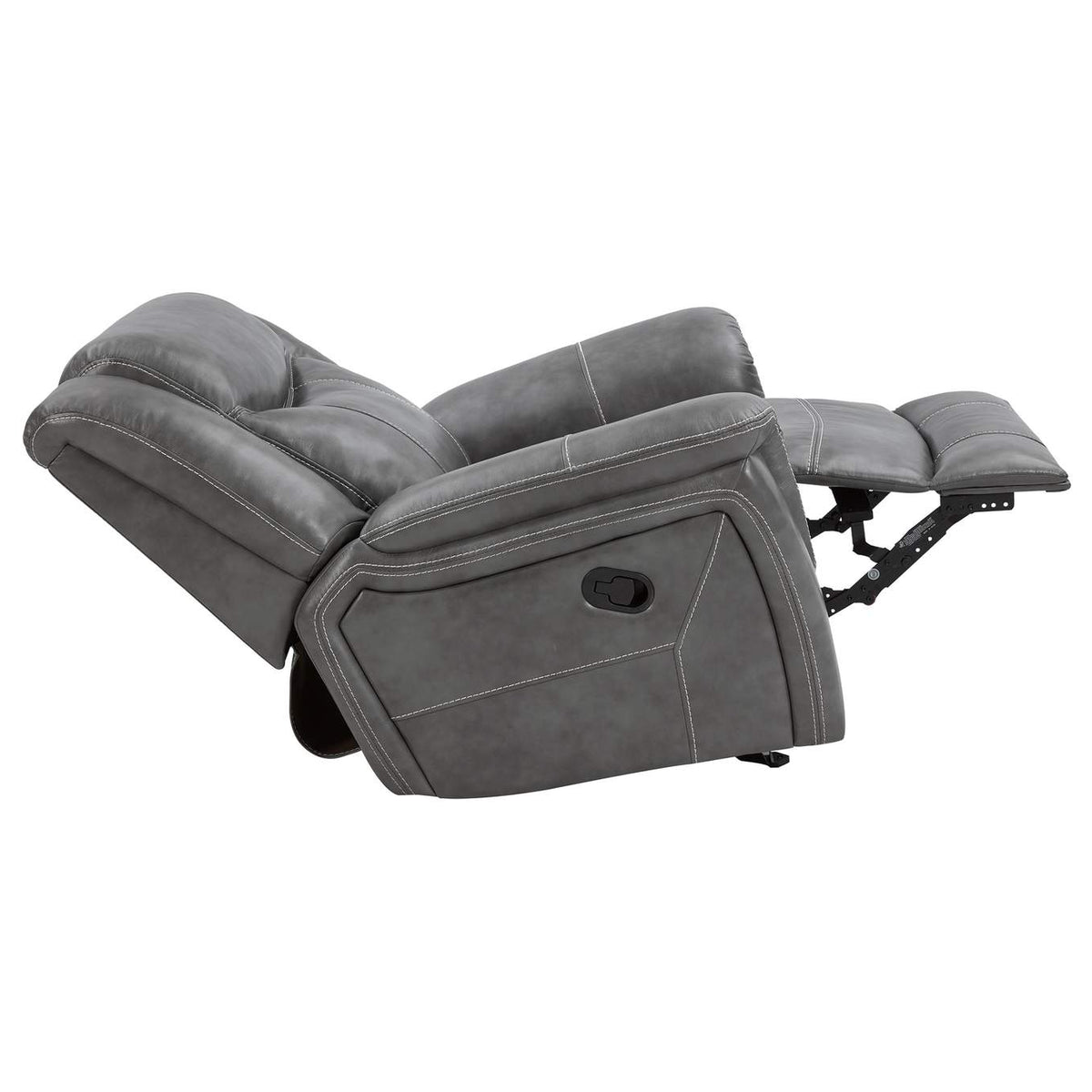 650356 Conrad Upholstered Padded Arm Glider Recliner Grey