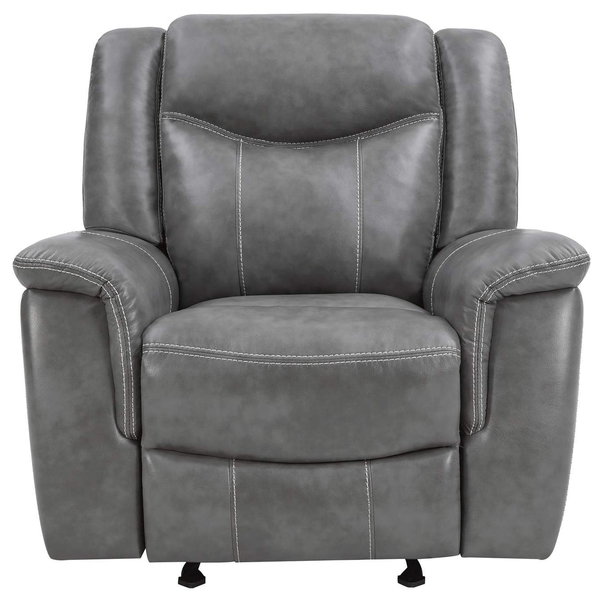 650356 Conrad Upholstered Padded Arm Glider Recliner Grey