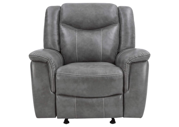 650356 Conrad Upholstered Padded Arm Glider Recliner Grey