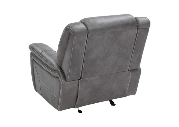 650356 Conrad Upholstered Padded Arm Glider Recliner Grey