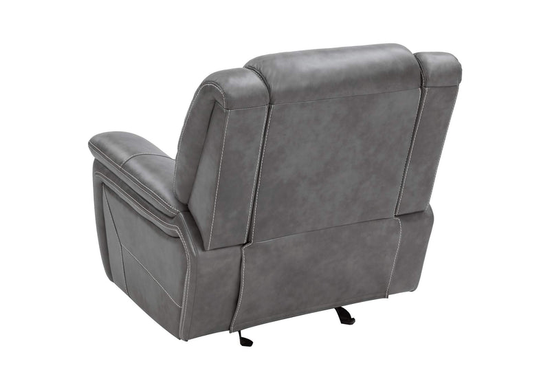 650356 Conrad Upholstered Padded Arm Glider Recliner Grey