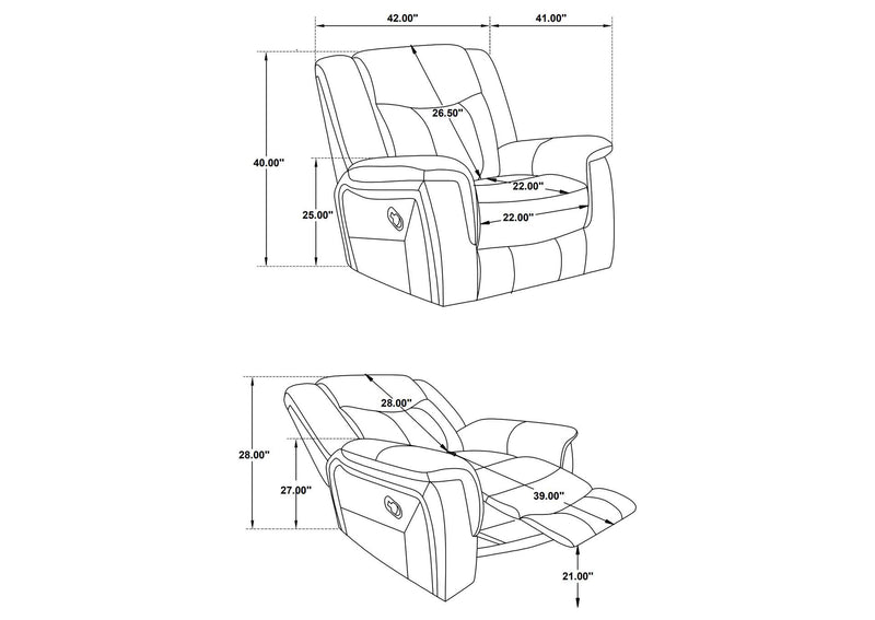 650356 Conrad Upholstered Padded Arm Glider Recliner Grey