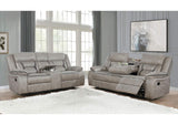 651351-S2 Greer 2-piece Upholstered Reclining Sofa Set Taupe