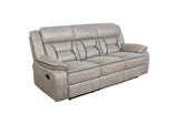 651351-S3 Greer 3-piece Upholstered Reclining Sofa Set Taupe
