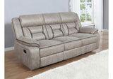 651351 Greer Upholstered Motion Reclining Sofa Taupe