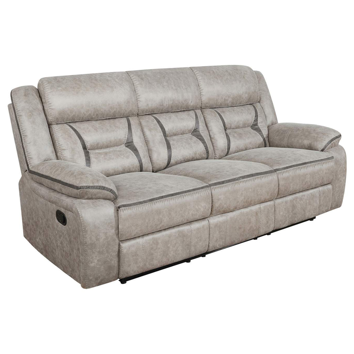 651351 Greer Upholstered Motion Reclining Sofa Taupe