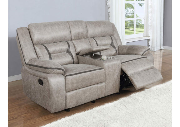 651352 Greer Upholstered Motion Reclining Loveseat Taupe