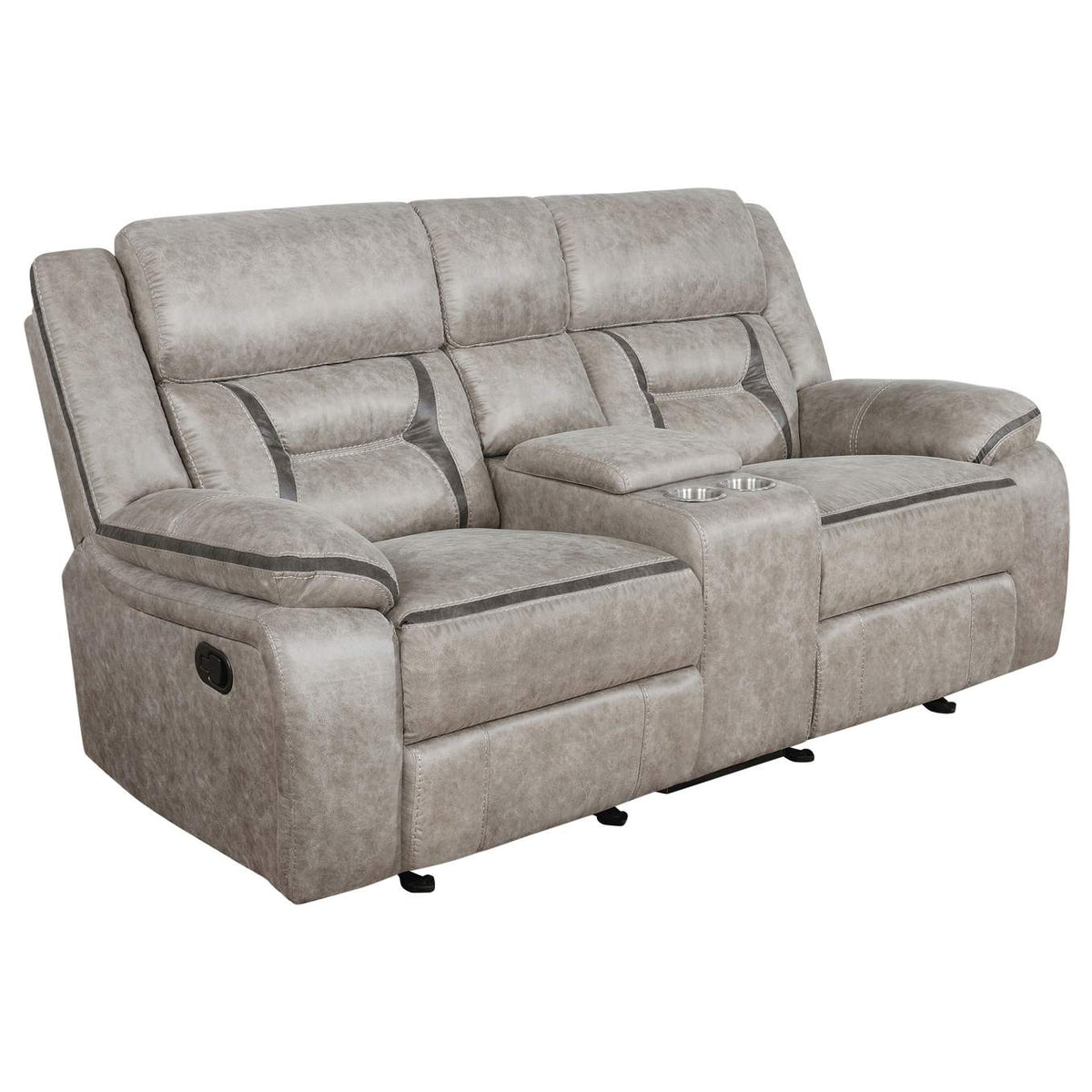 651352 Greer Upholstered Motion Reclining Loveseat Taupe
