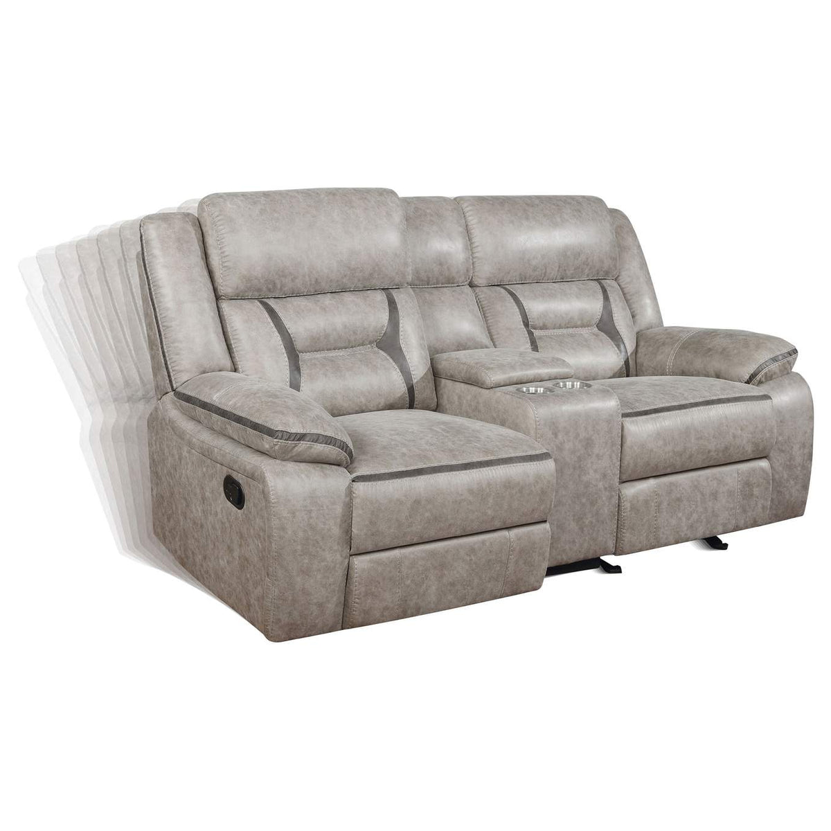 651352 Greer Upholstered Motion Reclining Loveseat Taupe