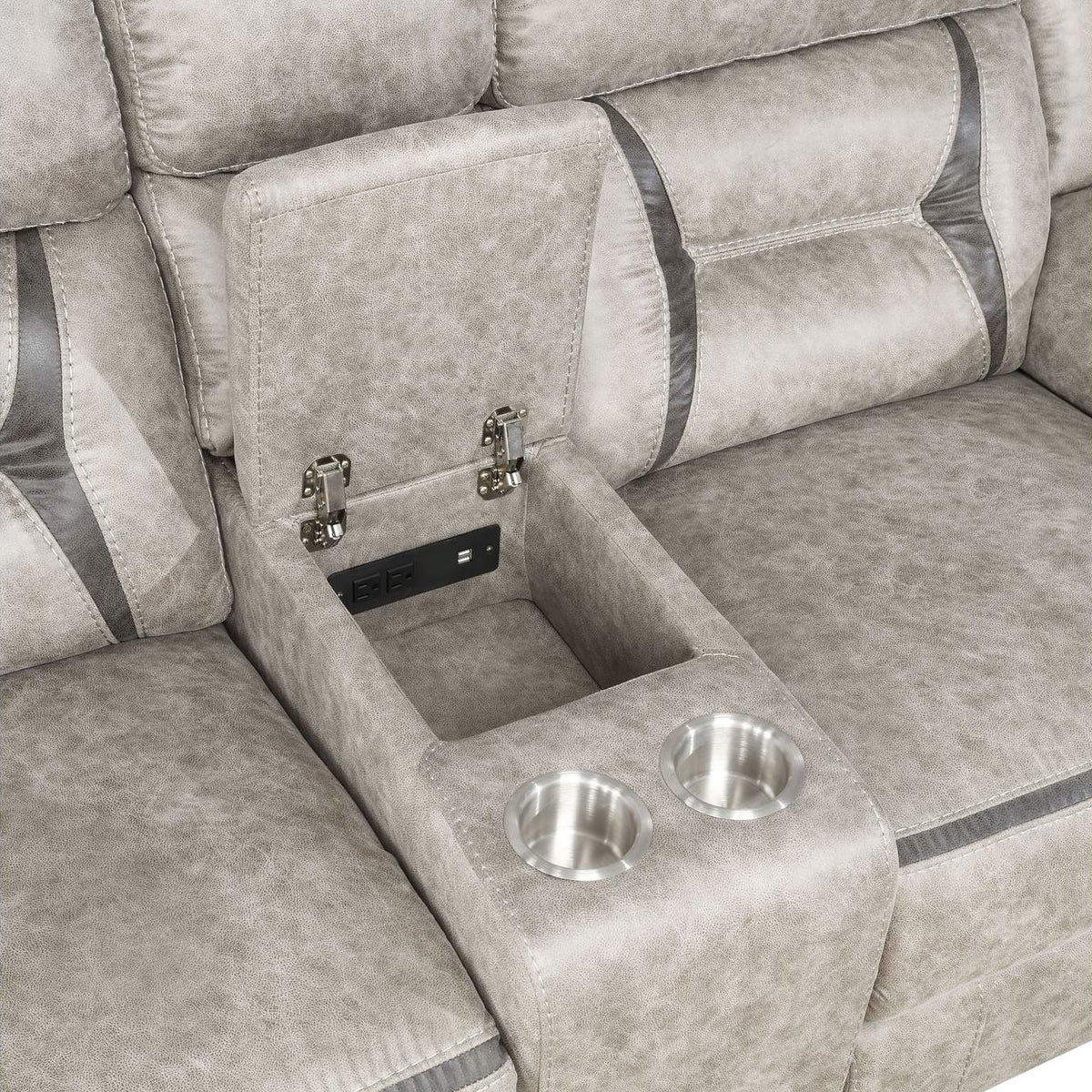 651352 Greer Upholstered Motion Reclining Loveseat Taupe