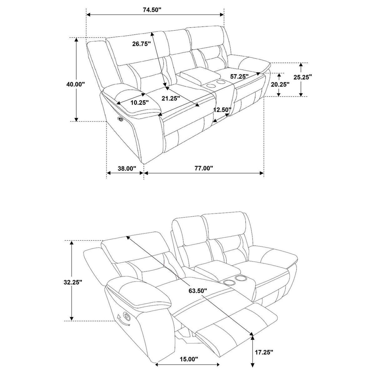 651352 Greer Upholstered Motion Reclining Loveseat Taupe