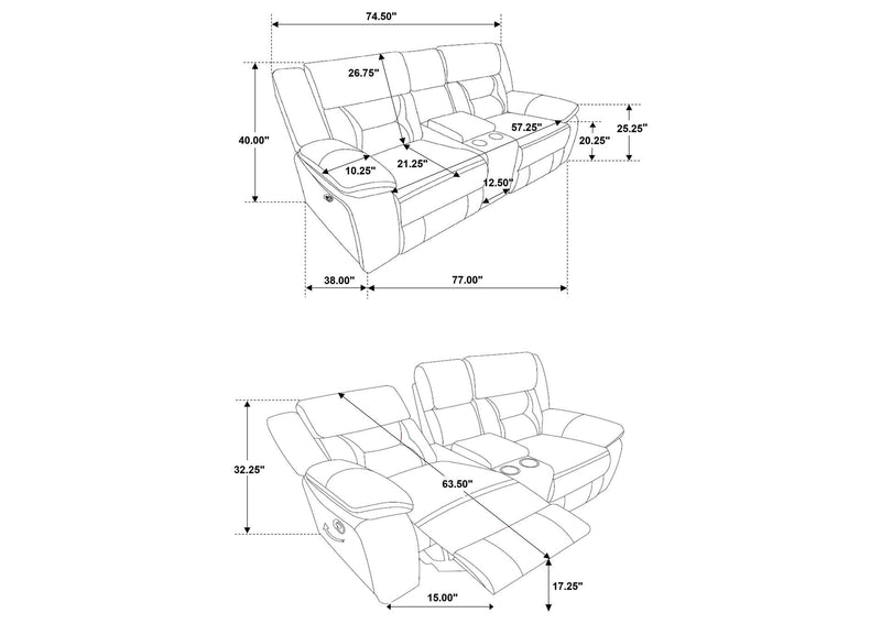 651352 Greer Upholstered Motion Reclining Loveseat Taupe
