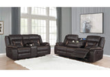 651354-S2 Greer 2-piece Upholstered Reclining Sofa Set Brown