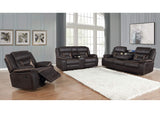 651354-S3 Greer 3-piece Upholstered Reclining Sofa Set Brown