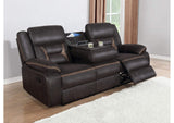 651354 Greer Upholstered Motion Reclining Sofa Brown