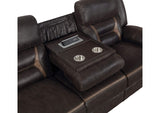 651354 Greer Upholstered Motion Reclining Sofa Brown