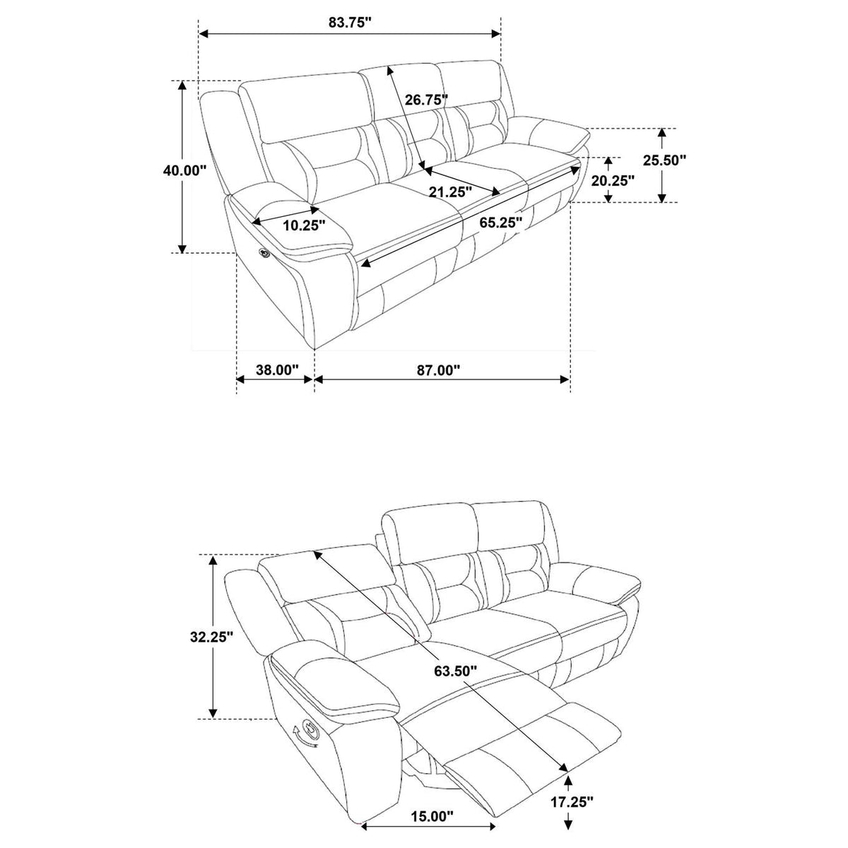 651354 Greer Upholstered Motion Reclining Sofa Brown