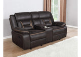 651355 Greer Upholstered Motion Reclining Loveseat Brown