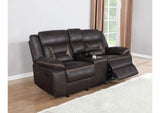 651355 Greer Upholstered Motion Reclining Loveseat Brown