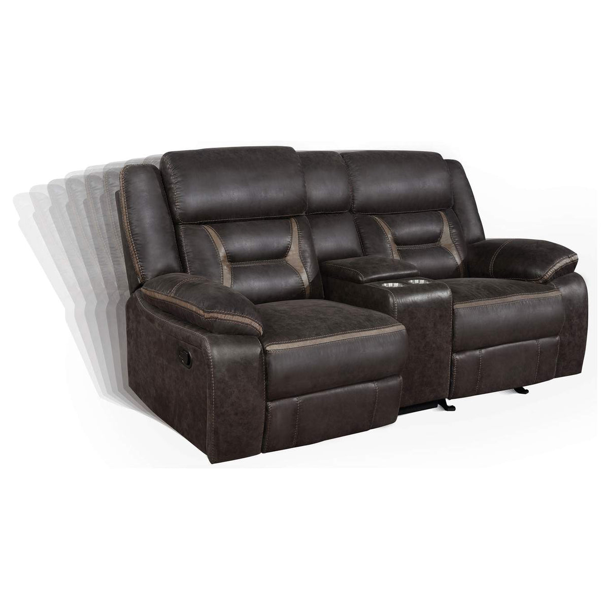 651355 Greer Upholstered Motion Reclining Loveseat Brown