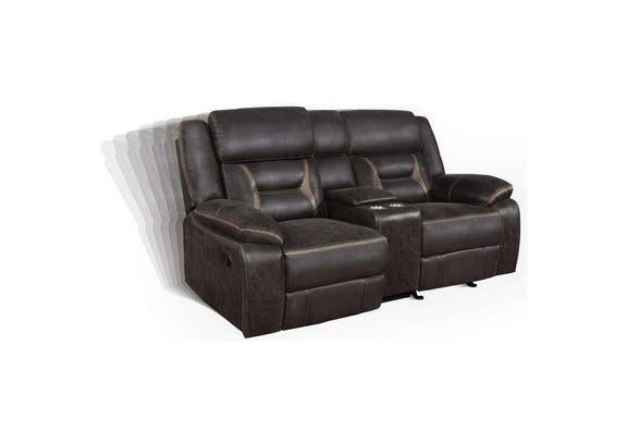 651355 Greer Upholstered Motion Reclining Loveseat Brown