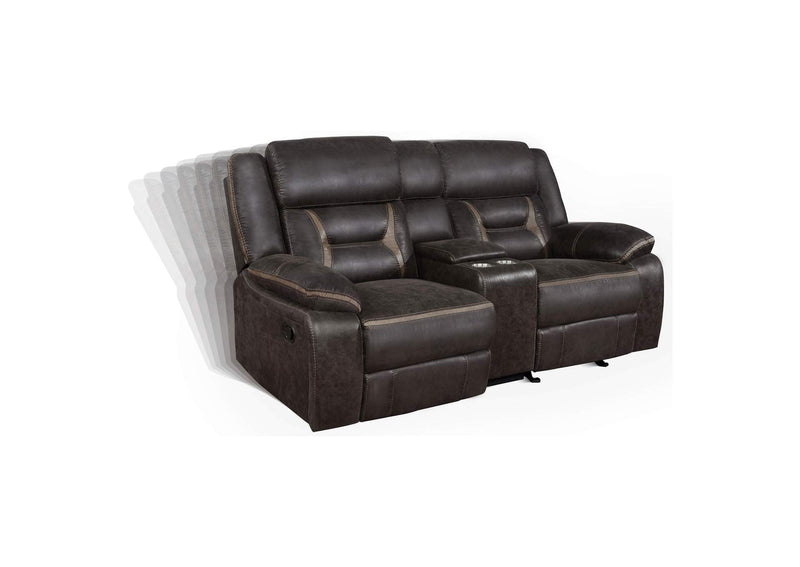 651355 Greer Upholstered Motion Reclining Loveseat Brown