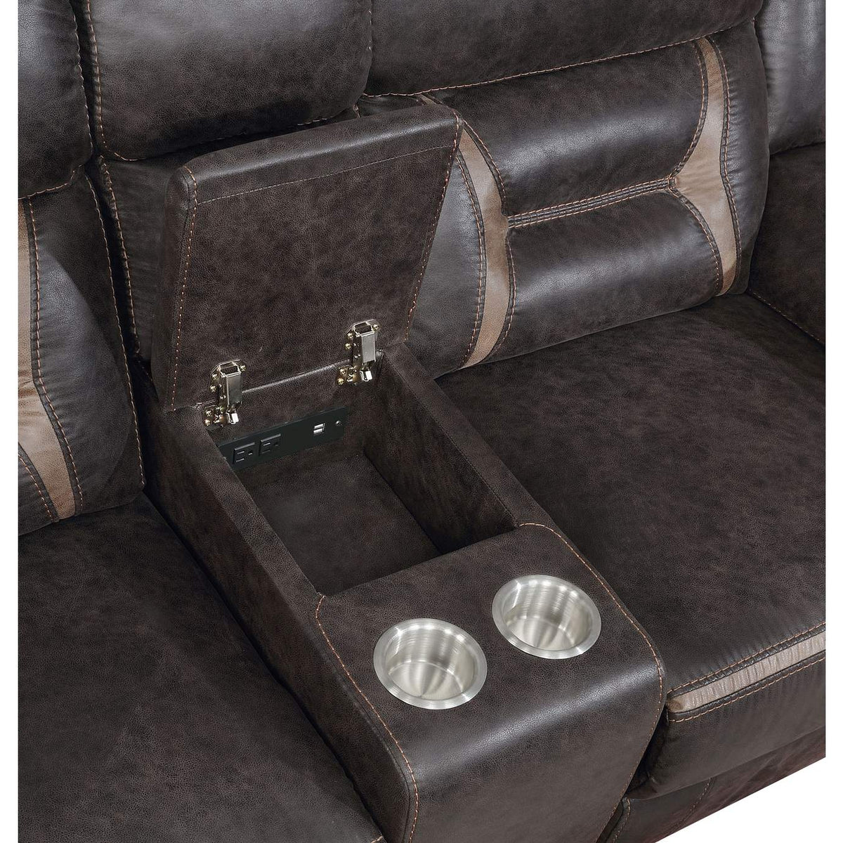 651355 Greer Upholstered Motion Reclining Loveseat Brown