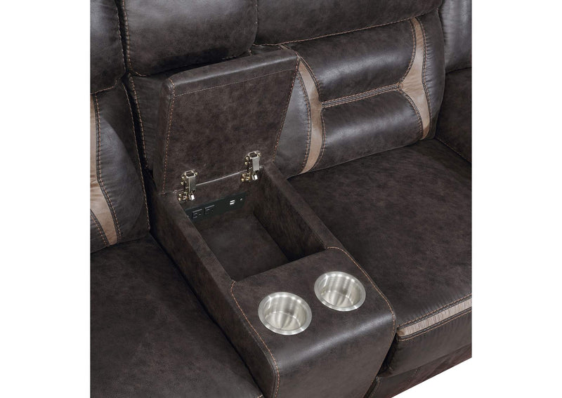 651355 Greer Upholstered Motion Reclining Loveseat Brown