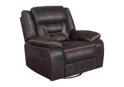 651356 Greer Upholstered Swivel Glider Recliner Chair Brown
