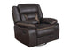 651356 Greer Upholstered Swivel Glider Recliner Chair Brown