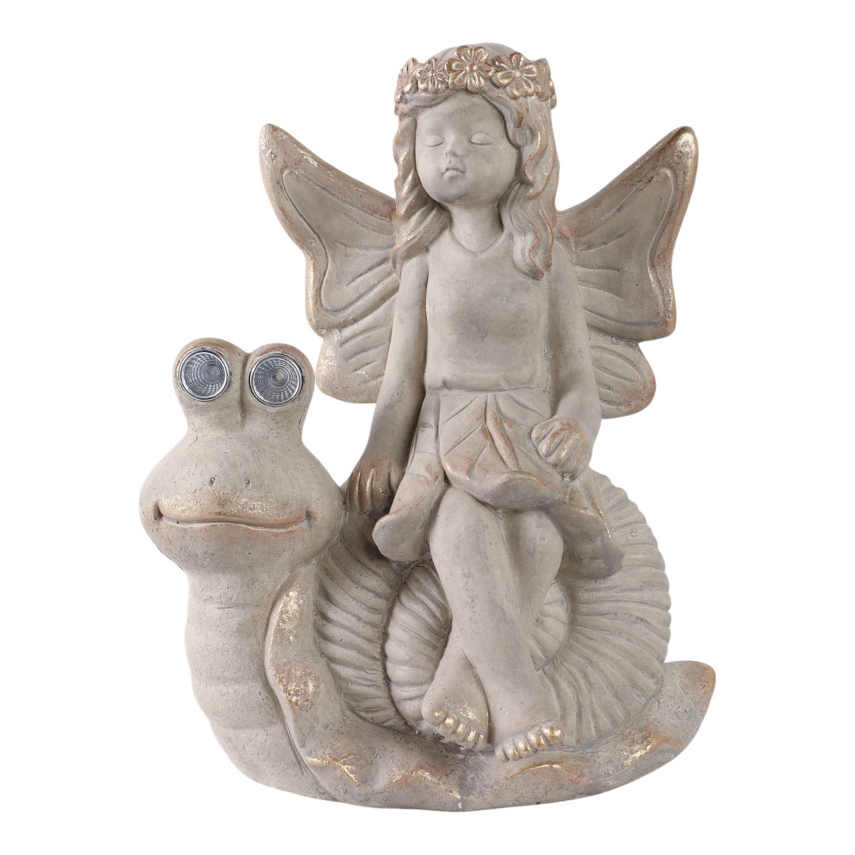 Garden Fairy On Solar Snail - Ivory