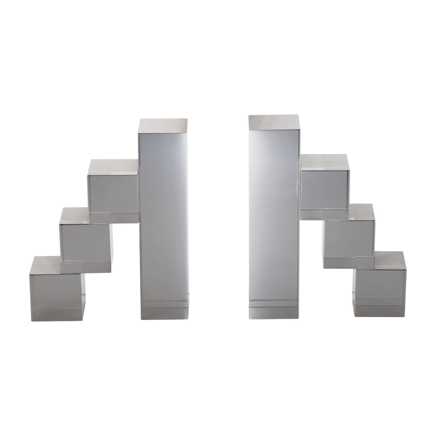 Glass Tetrimino Bookends 6" (Set of 2) - Smoke
