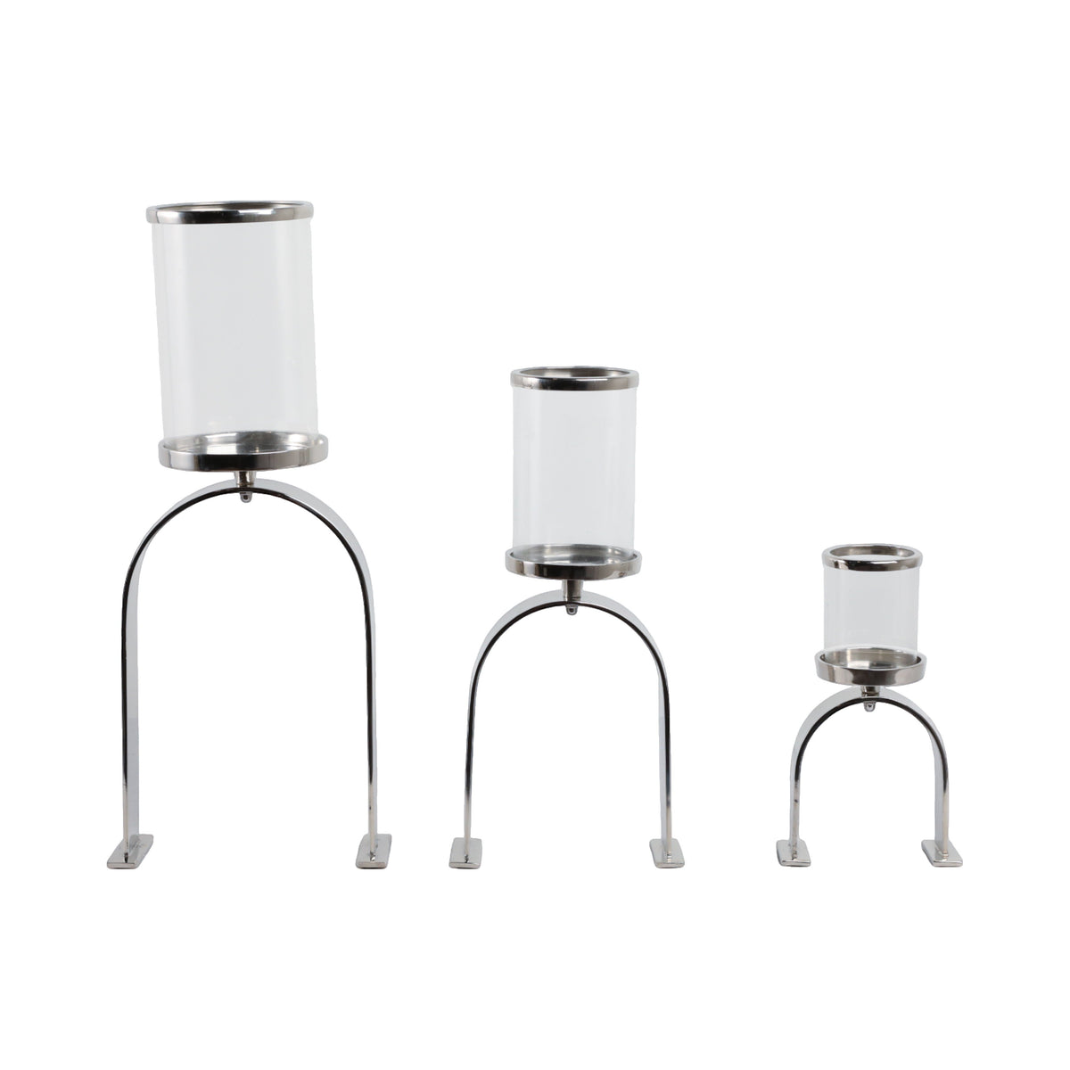 10" / 16" / 22" Delevan Candle Holders (Set of 3) - SIlver
