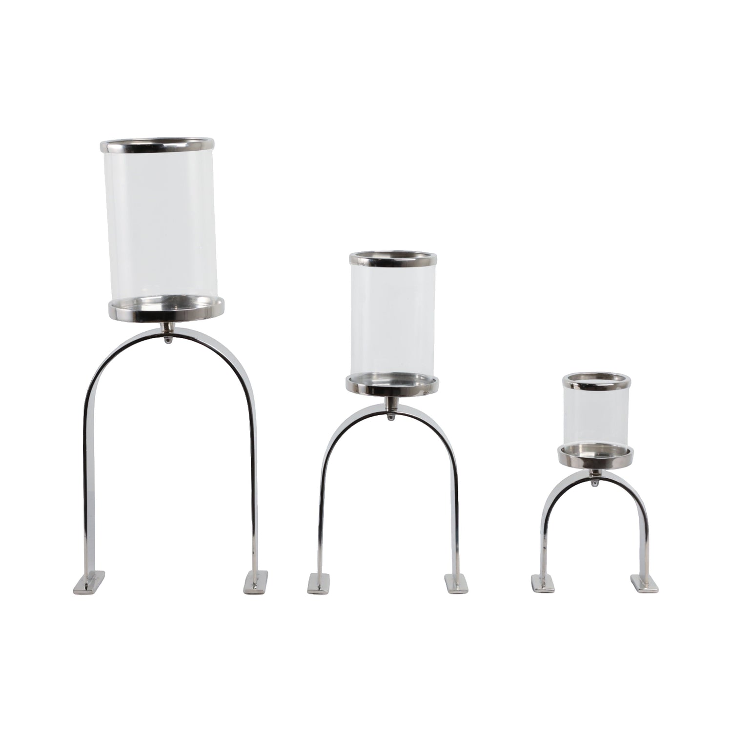 10" / 16" / 22" Delevan Candle Holders (Set of 3) - SIlver