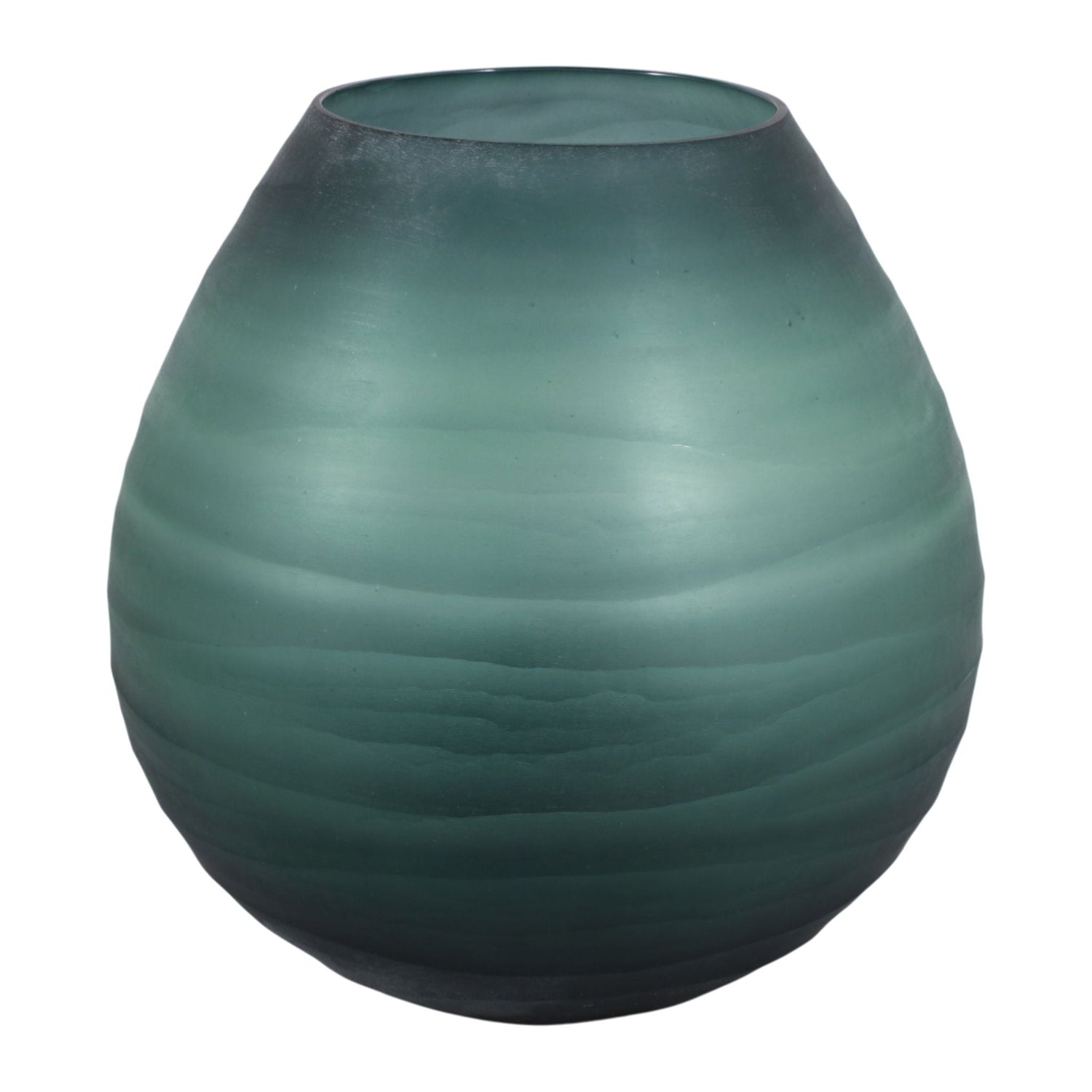 10" x 8" Etched Glass Vase - Blue